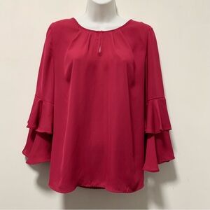 Banana Republic Red Flutter Sleeve Blouse with Ruffles S NWOT.
